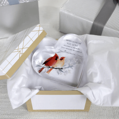 Always By Your Side Memorial 'Memory Becomes A Treasure' Acrylic Heart Plaque
