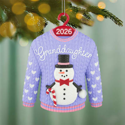 Granddaughter Snowman Sweater 2026 Ornament