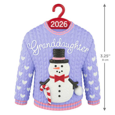 Granddaughter Snowman Sweater 2026 Ornament