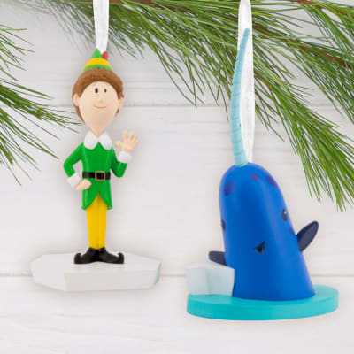 Elf Buddy the Elf™ and Narwhal Hallmark Ornaments, Set of 2
