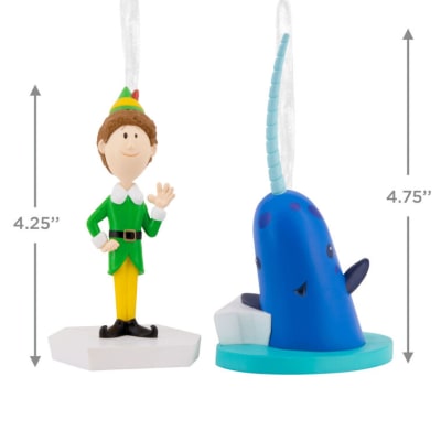 Elf Buddy the Elf™ and Narwhal Hallmark Ornaments, Set of 2