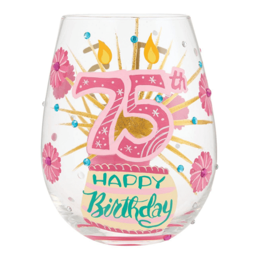 Lolita® Happy 75th Birthday Stemless Wine Glass
