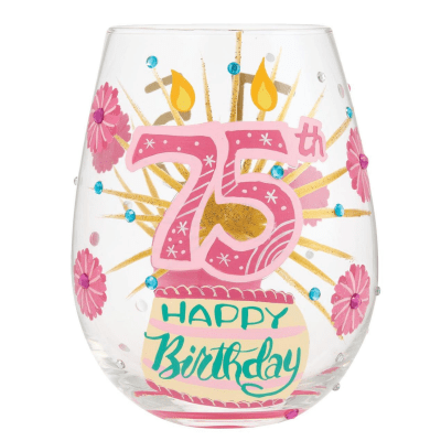 Lolita® Happy 75th Birthday Stemless Wine Glass