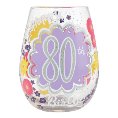 Lolita® Happy 80th Birthday Stemless Wine Glass