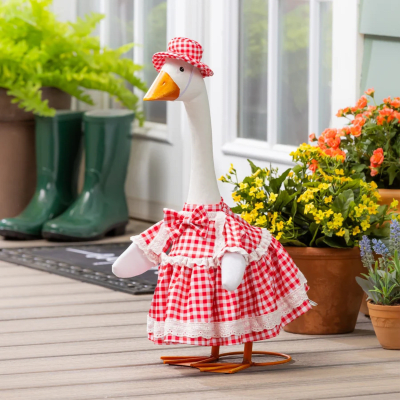 Giddy the Goose | Porch Goose Outfit, Plaid Dress