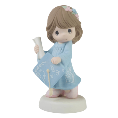Precious Moments | The Future Belongs To You with Blue Gown Figurine, Brunette Girl