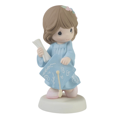 Precious Moments | The Future Belongs To You with Blue Gown Figurine, Brunette Girl