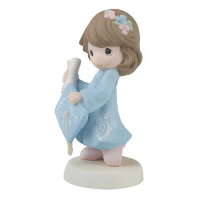 Precious Moments | The Future Belongs To You with Blue Gown Figurine, Brunette Girl