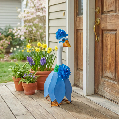 Giddy the Goose | Porch Goose Outfit, Blue Hydrangea