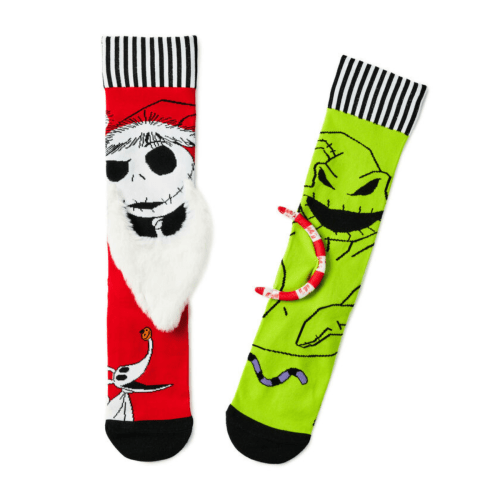 Disney Tim Burton's The Nightmare Before Christmas Jack Skellington and Oogie Boogie Mismatched Novelty Crew Socks