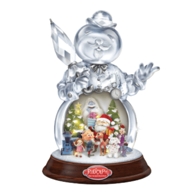 Rudolph The Red-Nosed Reindeer Crystal Sam the Snowman Musical Illuminated Glitter Globe Figurine