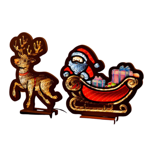 Infinity | Santa & Reindeer With Sleigh Standing Light