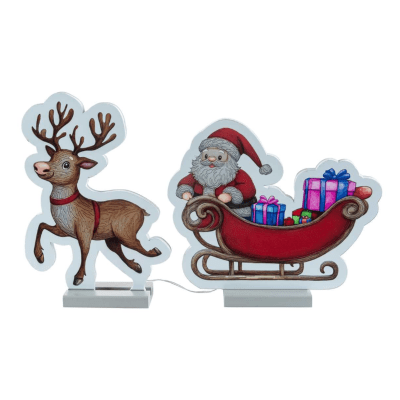 Infinity | Santa & Reindeer With Sleigh Standing Light