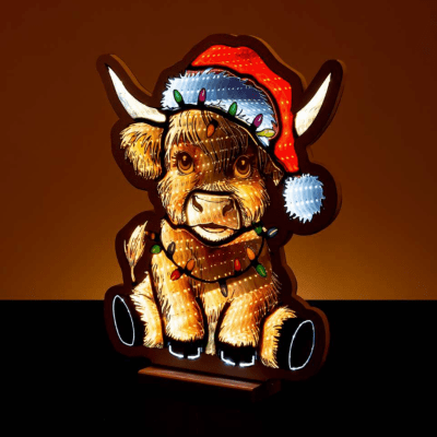 Infinity | Santa Hat Highland Cow Standing Light