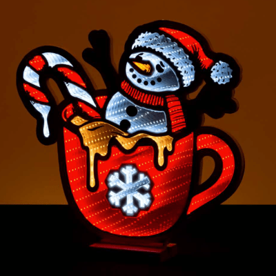 Infinity | Snowman In Red Mug Standing Light