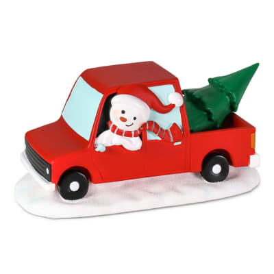 Magic Snowman Village Red Truck Tabletop Decoration, 3
