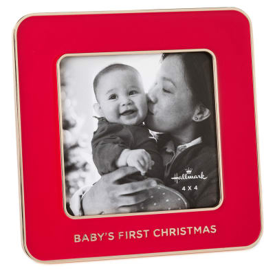 Baby's First Christmas Red Enamel Picture Frame, 4x4