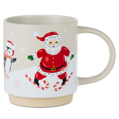 Skiing Santa and Friends Mug, 16 oz.