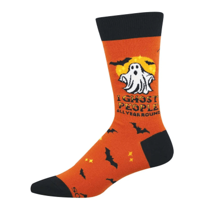 Socksmith Men's 'I Ghost People Year Round' Orange Socks