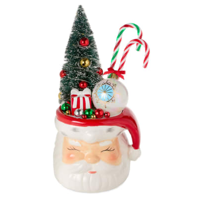 Smiling Santa With Tree Light-Up Figurine