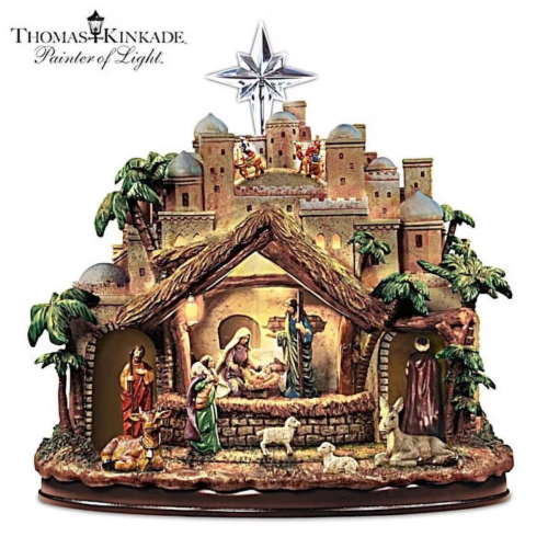 Thomas Kinkade 'Following The Star Nativity' Musical Illuminated Figurine
