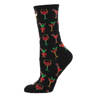 Socksmith Women's 'Christmas Cocktails' Black Socks