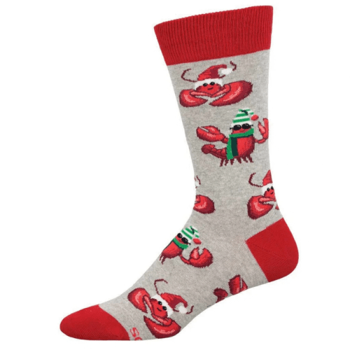 Socksmith Men's 'Festive Lobsters' Light Gray Heather Socks