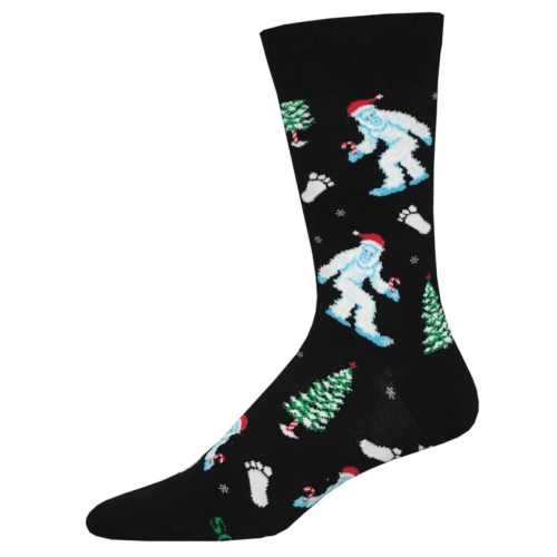 Socksmith Men's 'Is It Christmas Yeti?' Black Socks