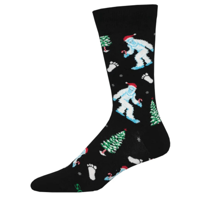 Socksmith Men's 'Is It Christmas Yeti?' Black Socks