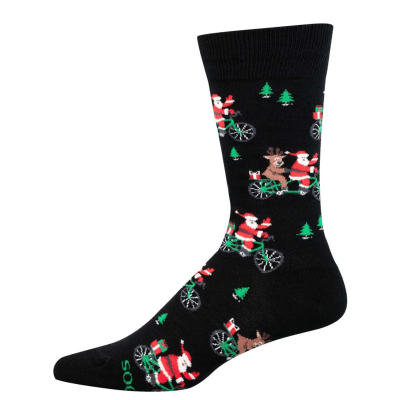 Socksmith Men's 'Christmas Cycling Santa' Black Socks