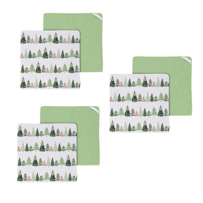 Shades of Emerald Trees & Gingham Quick Dry Dish Cloth, Set of 3