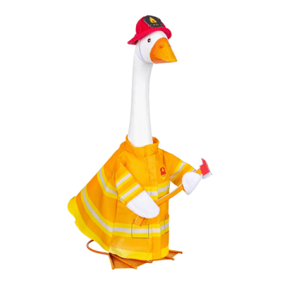 Giddy the Goose | Porch Goose Outfit, Firefighter