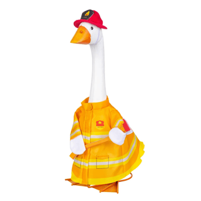Giddy the Goose | Porch Goose Outfit, Firefighter