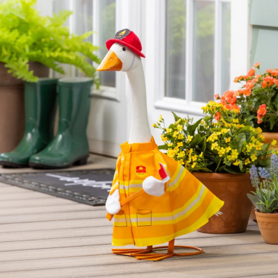 Giddy the Goose | Porch Goose Outfit, Firefighter