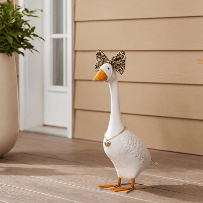 Giddy the Goose | Porch Goose Accessory Set, Leopard Giant Bow