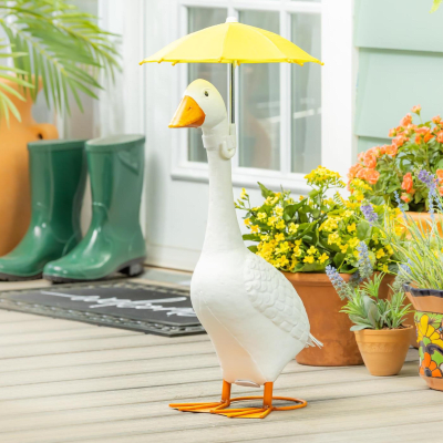 Giddy the Goose | Porch Goose Accessory Set, Yellow Umbrella