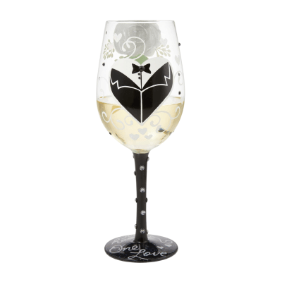 Lolita® Groom Two Hearts One Love Wine Glass