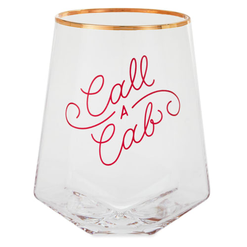 Call a Cab Geometric Stemless Wine Glass