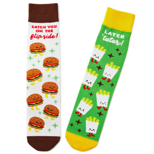 Burger and Fries Better Together Funny Crew Socks