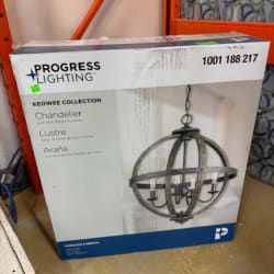 Chandelier with elm wood accents