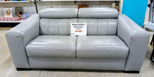 Natuzzi Leather Loveseat with Adjustable Headrest