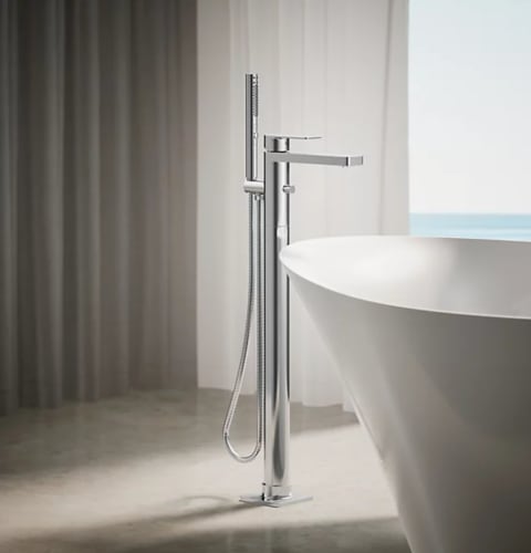 Floor Mount Bath Filler - Trim With Handset