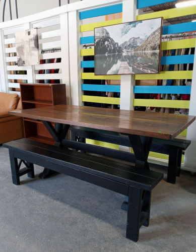 Dining table with benches set