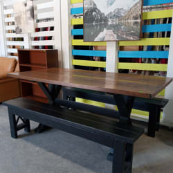 Dining table with benches set