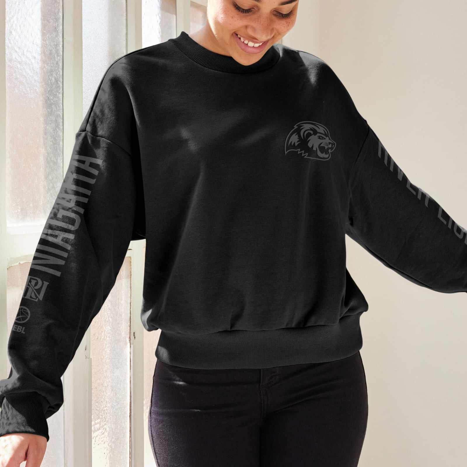 River Lions Adult Crewneck - Grey on Black