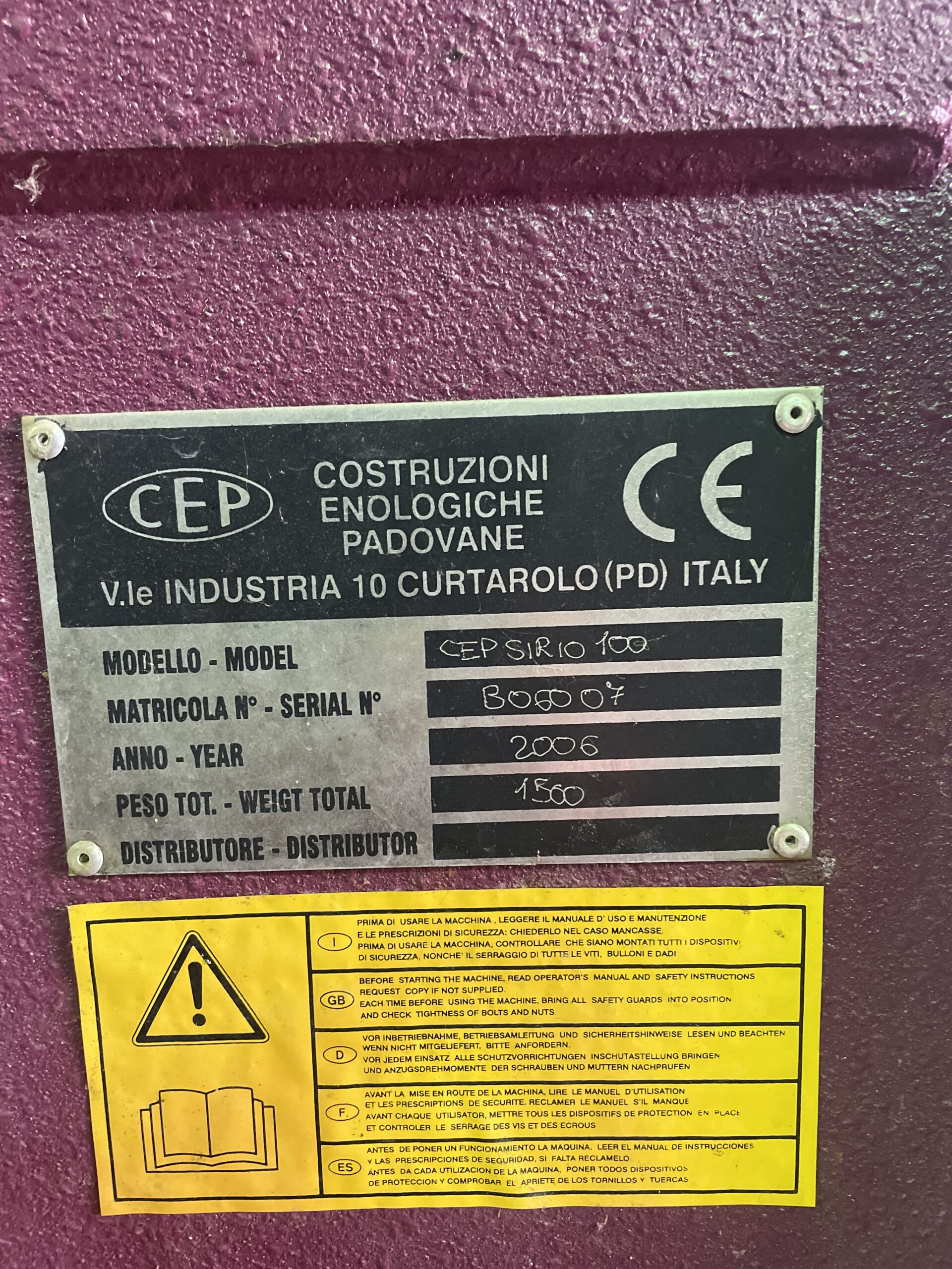 Used 2006 CEP Vertical Basket Press